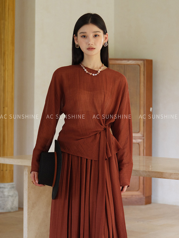 [不退不换] 莱赛尔天丝柔软亲肤绑带t恤秋季日常通勤上衣女H17922|undefined