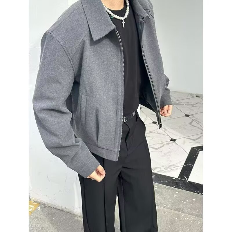 Cross-Border Foreign Trade New Korean Men's Clothing Handsome Designer Splicing Lapel Light Mature Short Jacket Jacket Men's Fashion