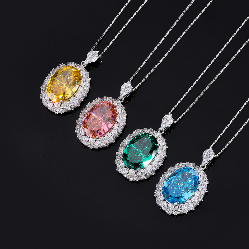 Zhuang Sheng joyería S925 plata retro moda Diamante de alto carbono de las mujeres huevo de Paloma 13*18 joyería de lujo colgante de las mujeres