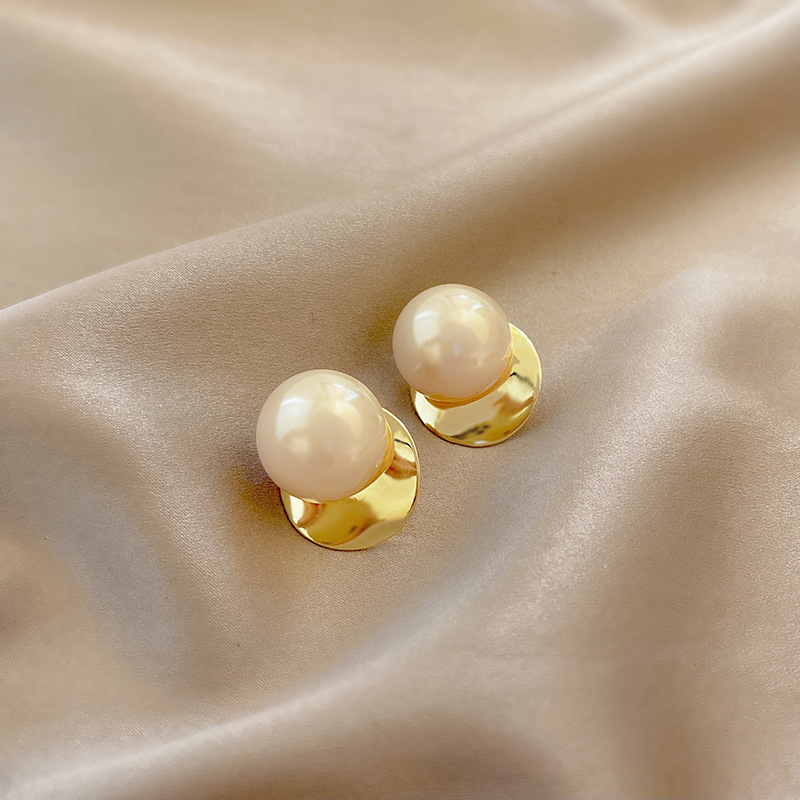 No Inlaid Inlay Material Romantic French Office Style Large Pearl Round Heart Earrings