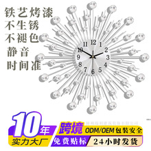跨境亚马逊客厅铁艺创意金属挂钟墙壁装饰钟表厂挂件时钟铁艺工艺