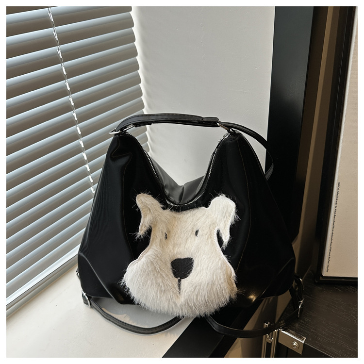 Cute little dog tote bag, women's bag, fashionable new school style backpack, large-capacity commuting single-shoulder bag undefined