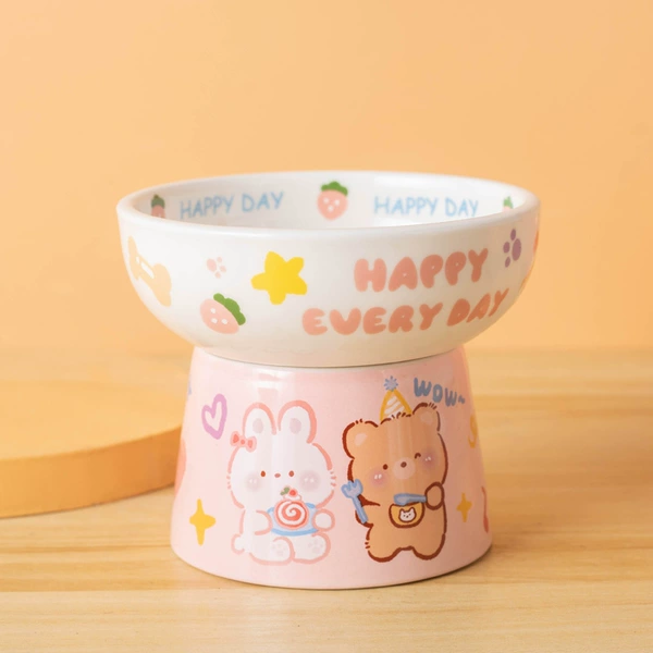 Flower-filled rabbit and bear (white bowl with pink feet)
