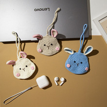 2025亚马逊跨境纯手工针织彩色耳机包可爱毛线收纳包钩针挂件包包