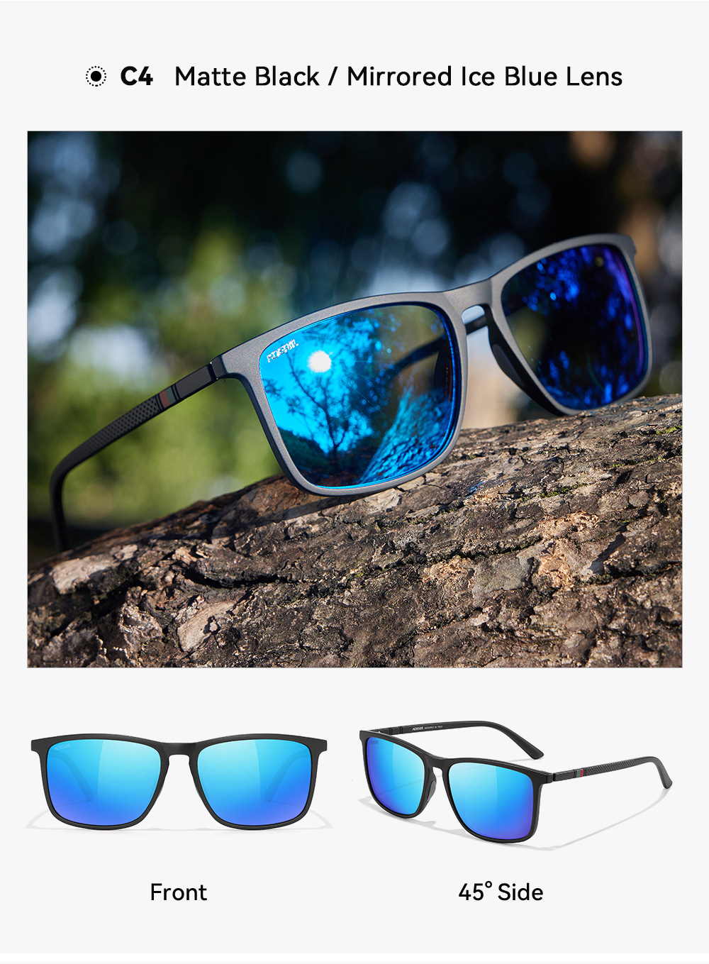 KDEAM New Large Size Square Polarized Sunglasses Outdoor UV Protection Fishing Driving Glasses KD705-PLUS