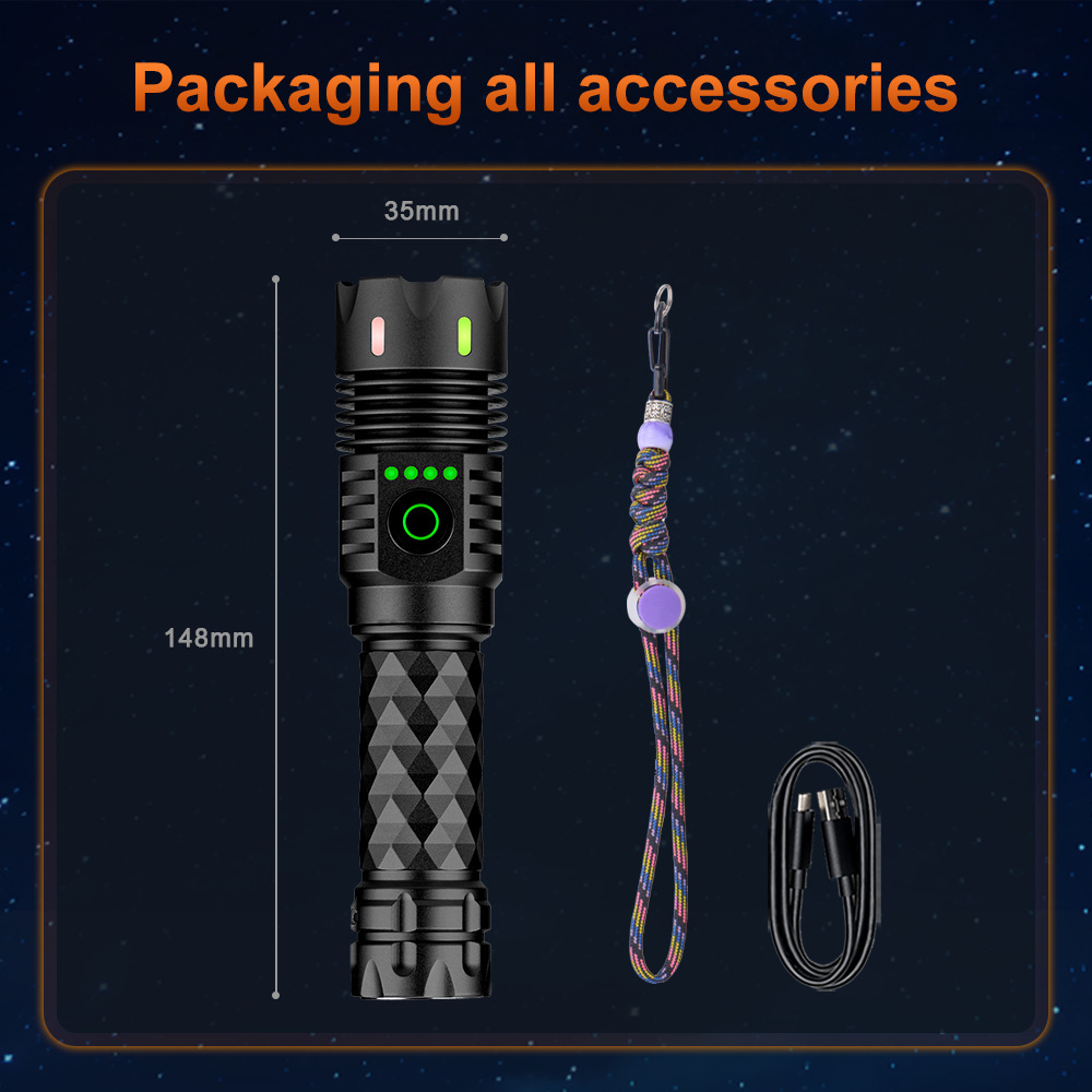 BD-A6 손전등 검정색(단일 손전등 + 데이터 케이블)