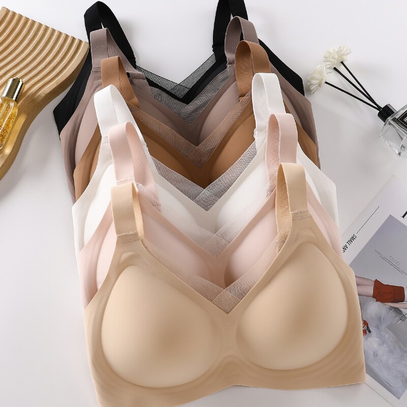 New European Size Seamless Lace Bra for Women, Push-Up, Wireless, Semi-Fixed, Comfortable, Close-Fitting, Invisible Bra