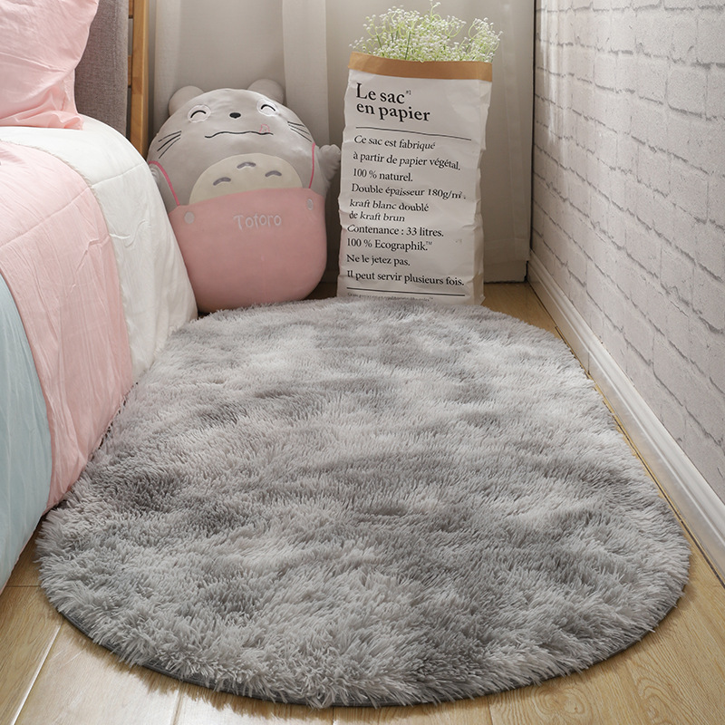 Luz de lujo dormitorio mantas de cama sala de estar oval simple estera de suelo vello largo teñido antideslizante balcón estera de ventana flotante paquete suave image 20