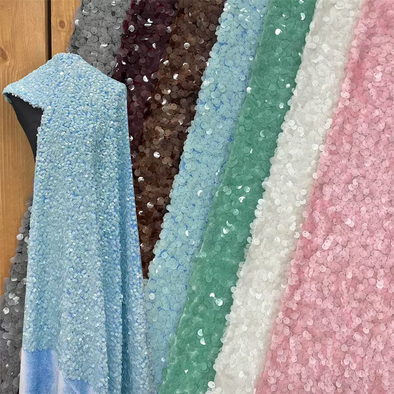 秋冬绒布9mm亮片婚纱礼服欧美裙子服装DIY设计师珠片面料