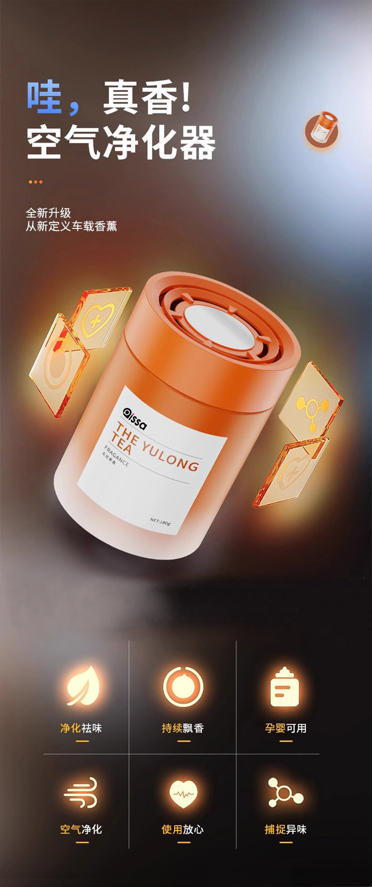 Car Fragrance 2025 New Model Long-Lasting Scent Purifies Air and Eliminates Odors High-End Car Fragrance Balm Direct Delivery