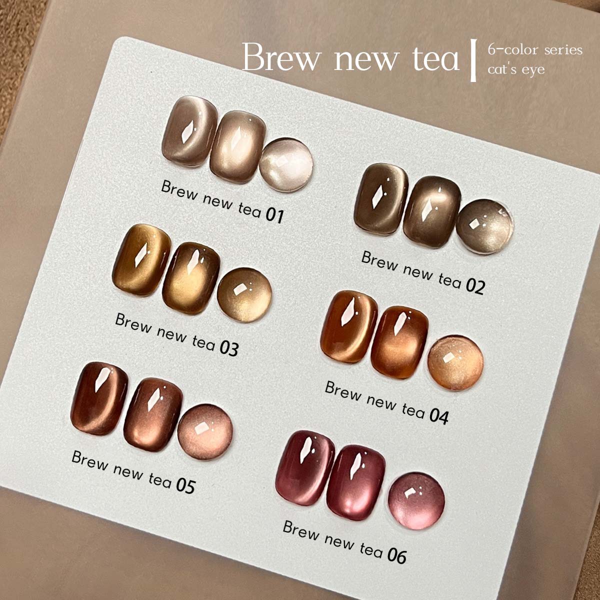 Transfronterizos hervir nuevo té pegamento de ojo de gato 2026 nuevo primavera y verano popular en línea 6 colores pegamento de ojo de gato brillante manicura