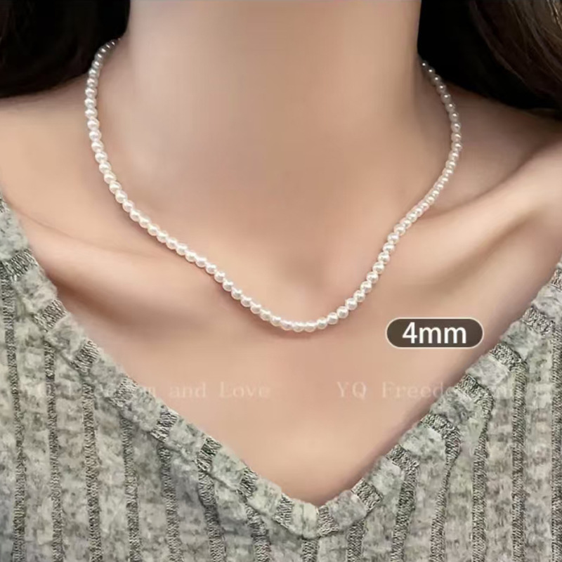 Shijia パールネックレスフレンチエレガントファッションネックレス女性ニッチ多用途ファッションデザイン鎖骨チェーン新しいトレンディなチェーン|undefined