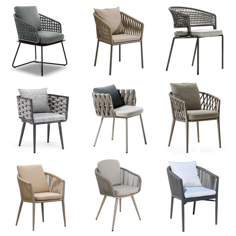 Mesa y silla de caña al aire libre patio jardín ocio balcón muebles cafetería terraza impermeable combinación de silla de caña solar