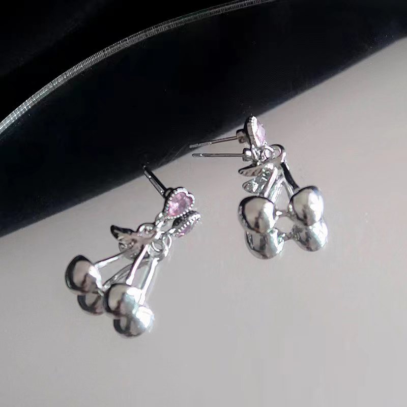 Fashion Cherry Alloy Inlay Rhinestones Drop Earrings