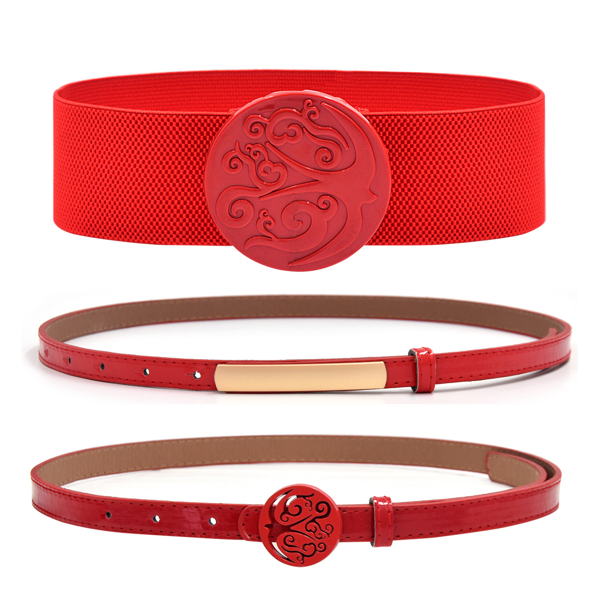 China Eastern Airlines azafata uniforme de cinturón traje de negocios traje de tren de alta velocidad asistente de vuelo vestido cinturón elástico cintura cinturón rojo