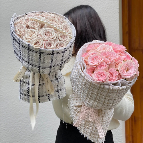 Internet celebrity new Chanel fabric flower bouquet wrapping paper small fragrance bag flower paper material Korean flower art bag flower cloth