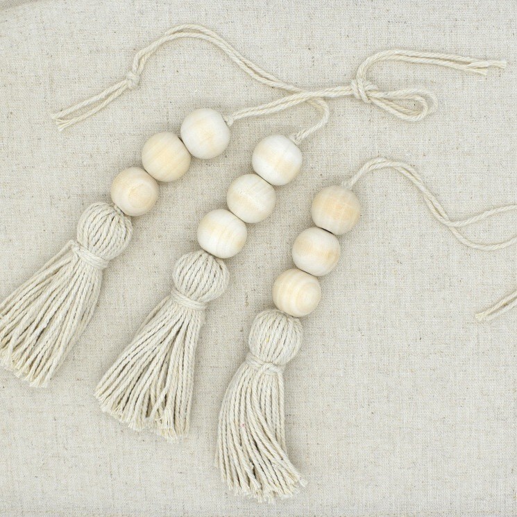 Cotton Tassel Wooden Beads Decorative Hanging Pure Handmade Closet Door Handle Decorative Accessories