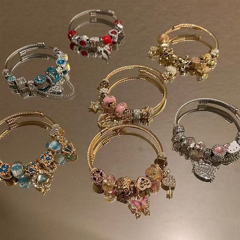 Panjia's New Stainless Steel Hand-Beaded Bracelet for Women, Exquisite Stylish, Niche Design Bracelet, Retro and High-End