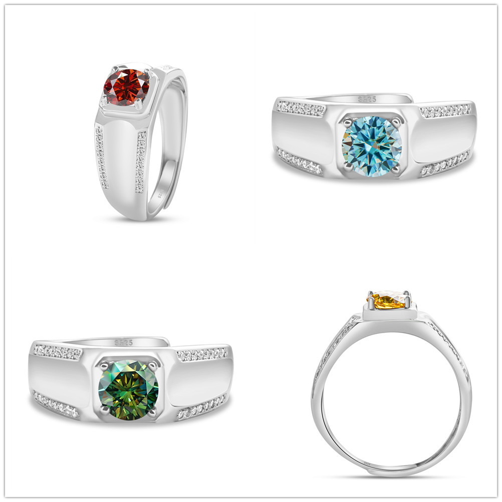 925 plata esterlina gran anillo de hombre de piedra moissan anillo masculino chapado pt950 oro atmósfera para enviar al por mayor fábrica de novio spot
