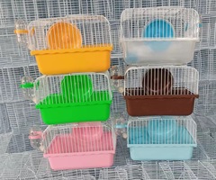 Wire encrypted small garden hamster cage plastic accessories running wheel kettle snack basin portable simple hamster cage