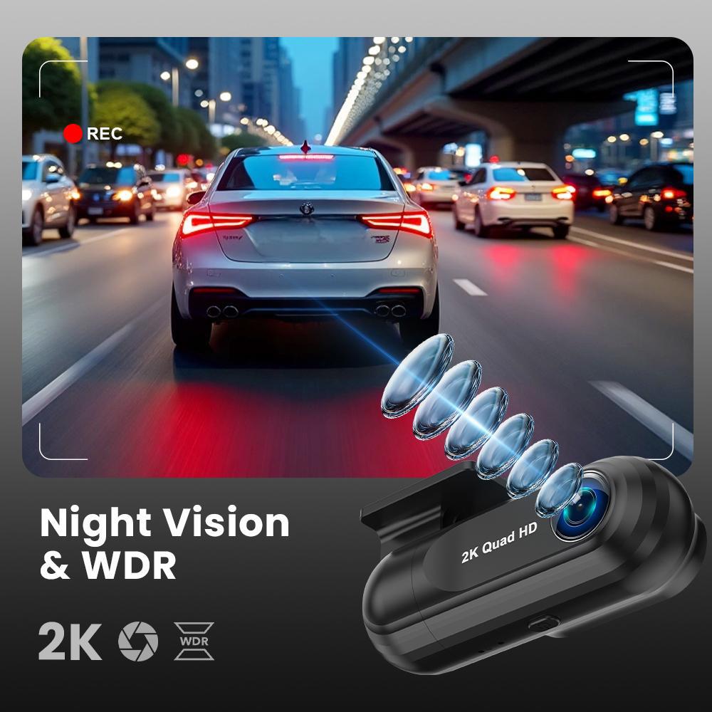 Cross-Border 2.5K High-Definition Hidden Single-Lens Dash Cam with Wifi Time-Lapse Recording and Gps Tracking