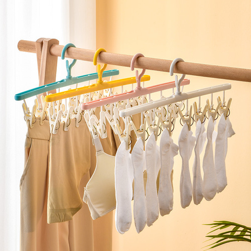 Infant Clothes Hanger Children Newborn Baby Towel Cloth Small Clothes Hanger Multiple Clips Multi-functional Anti-slip Drying Clothes Hanger