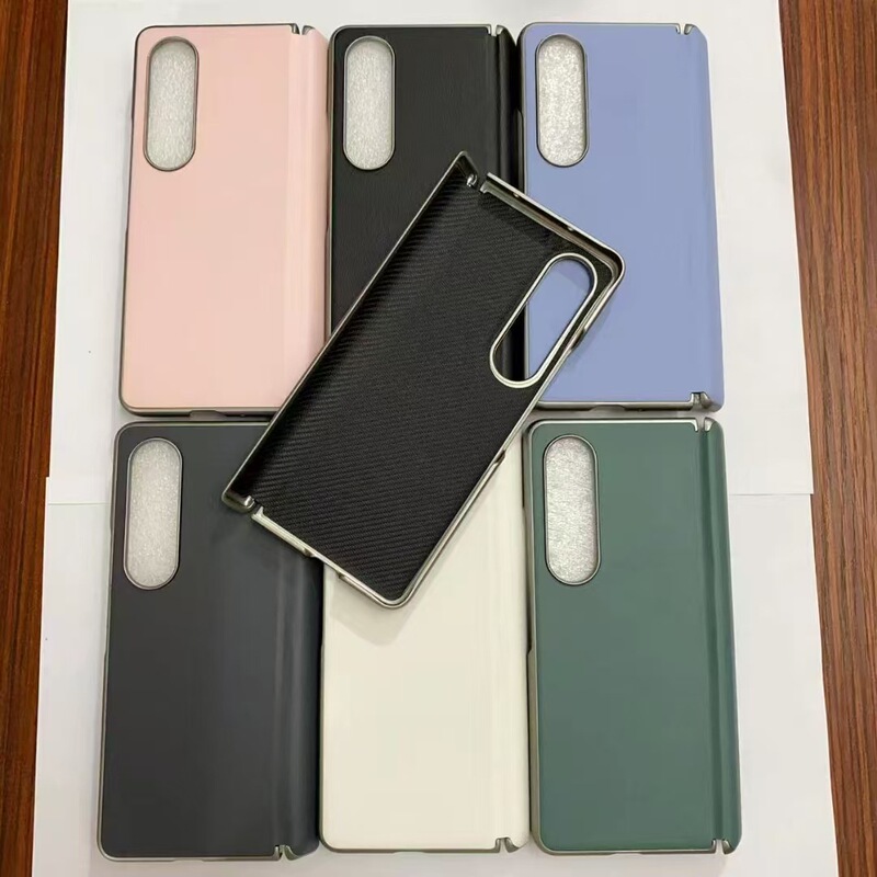 For Samsung ZFOLD6 Magnetic Mobile Phone Case W24 Flip Leather Case Plain Leather ZFOLD5 Carbon Fiber Kevlar Pattern