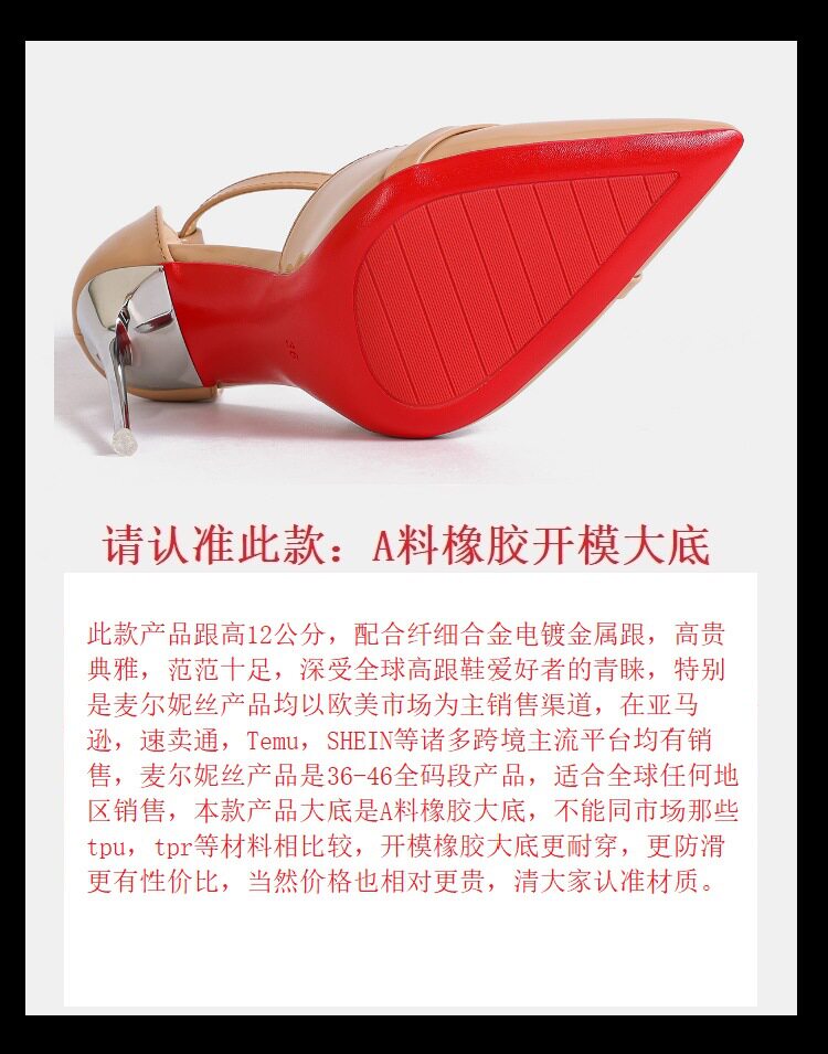 Giày cao gót nữ mũi nhọn gót nhọn siêu cao, sandal mũi kín quai hở phong cách thời trang — màu mơ, màu đỏ, đen chi tiết 2