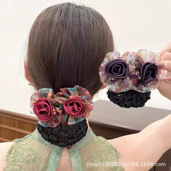 Hair Flower Female Professional Hair Net Flight Attendant Hair Nurse Stewardess Catering Waiter Hair Net Pocket Headwear Bank Hotel