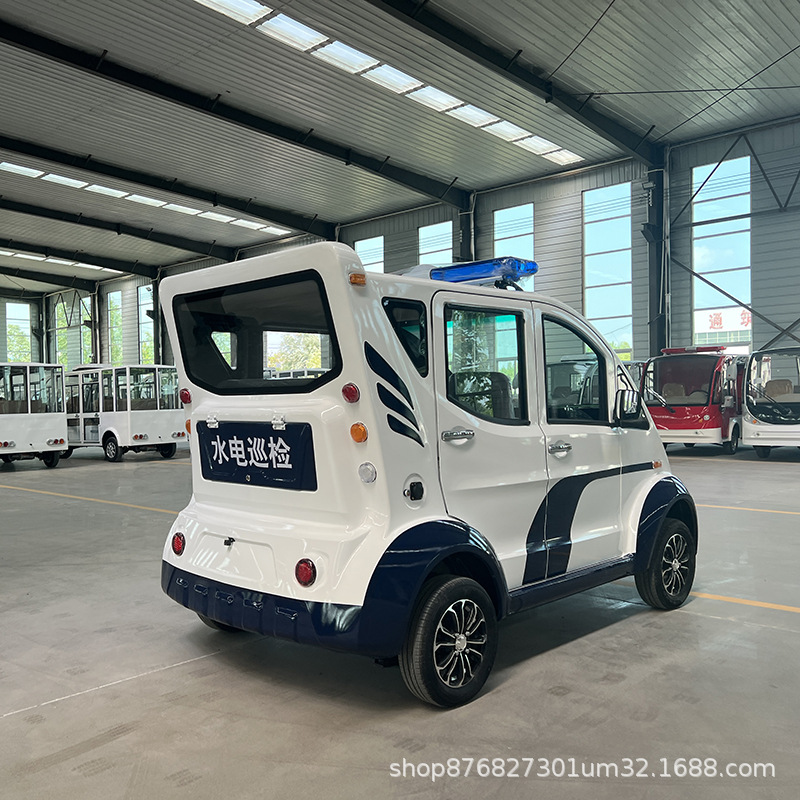 Electric Patrol Car, Four-Wheeled, 4-5 Seater, Fully Enclosed Inspection Vehicle for Campus, Urban Management, Property Management, Community, and Security Patrol