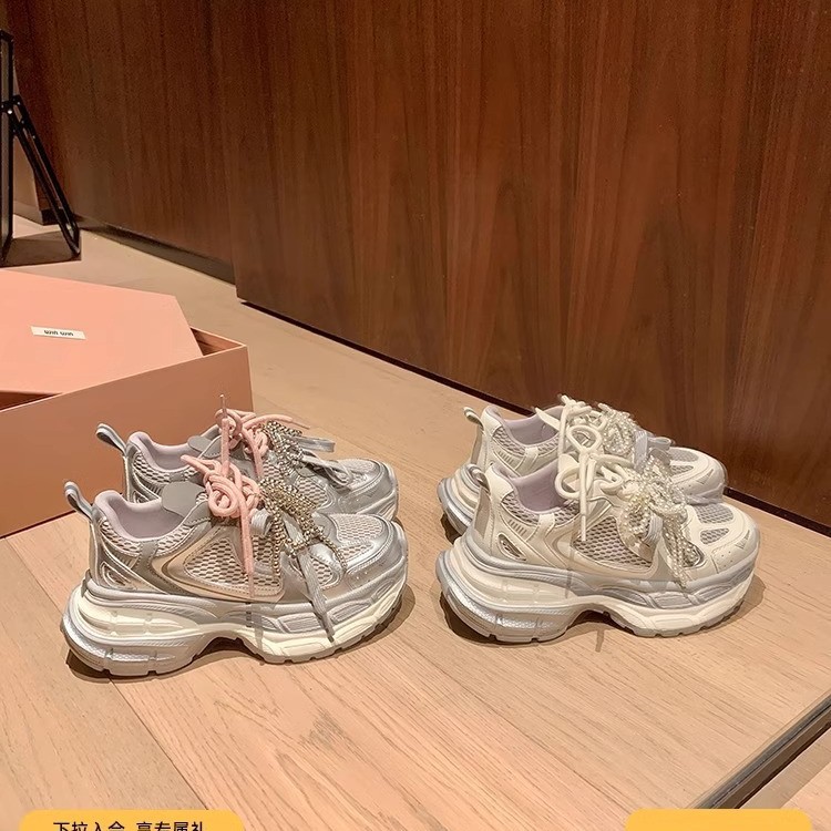 [sheii Su] longitud 75mm ~ altura de doble piso grueso aumento gris zapatos deportivos casuales zapatos para mujeres