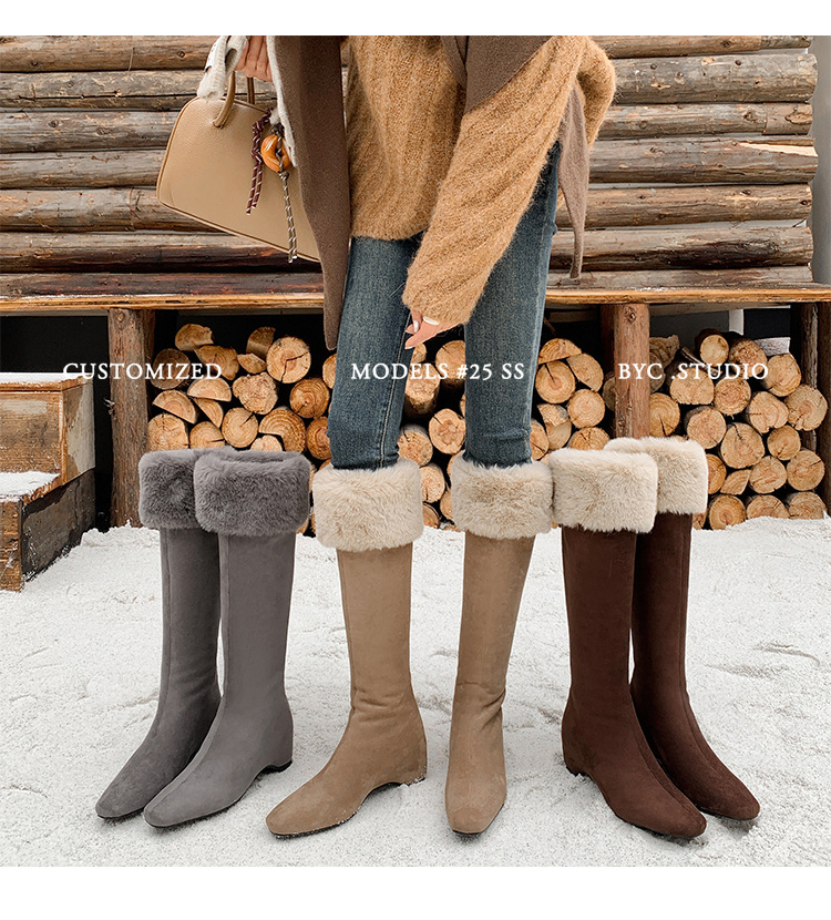 Boot tuyết nữ cổ cao lót lông cừu đế dày màu nâu — màu nâu chi tiết 30