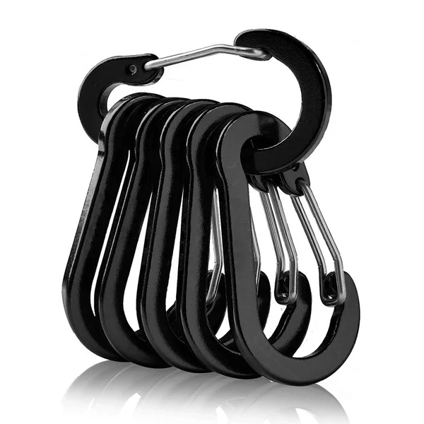 Multi-Color aluminum alloy steel wire No. 5 outdoor gourd-type carabiner backpack kettle hanging buckle flat spring buckle