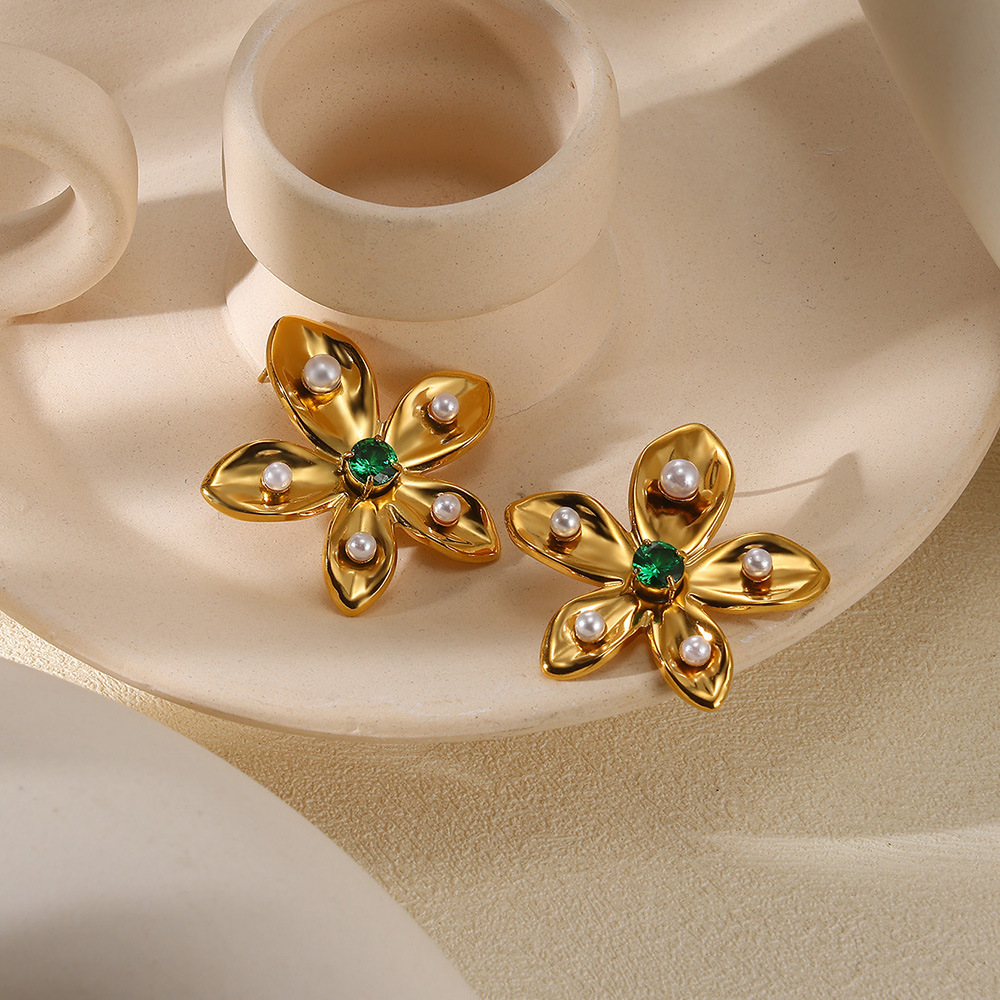 5g Weight 0.03µm-0.05µm Gold Plating Thickness PVD Coated Gold Plating Process 304 Stainless Steel Ear Needle Material Real Gold Plated Plating Material Zircon Inlay Material Dangling Earrings Classification 1 Pair Quantity Holiday, Daily Occasion 304 Stainless Steel Material Flower, Shell Pattern Women's Gender Vacation, Simple Style Style Waterproof Non Tarnish, Inlay Craft PVD Coated Real Gold Plated Flower Shell 304 Stainless Steel Vacation Simple Style Waterproof Non Tarnish Dangling Earrings 8