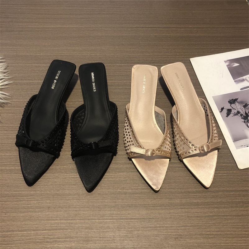 Toe-Toe Stiletto Fashion Fairy Style One-Strap Slippers for Women Summer Outer Wear French Style 2025 Open Toe Tip