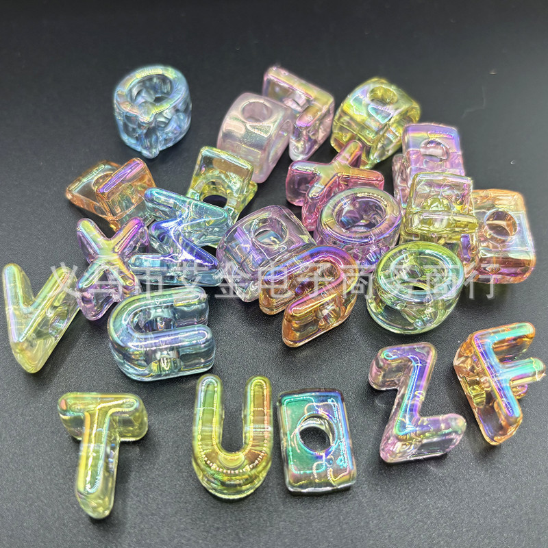 アクリルメッキ UV カラー大穴レタービーズ DIY 手作りビーズペン携帯電話チェーンキーホルダーヘアアクセサリーアクセサリー|undefined