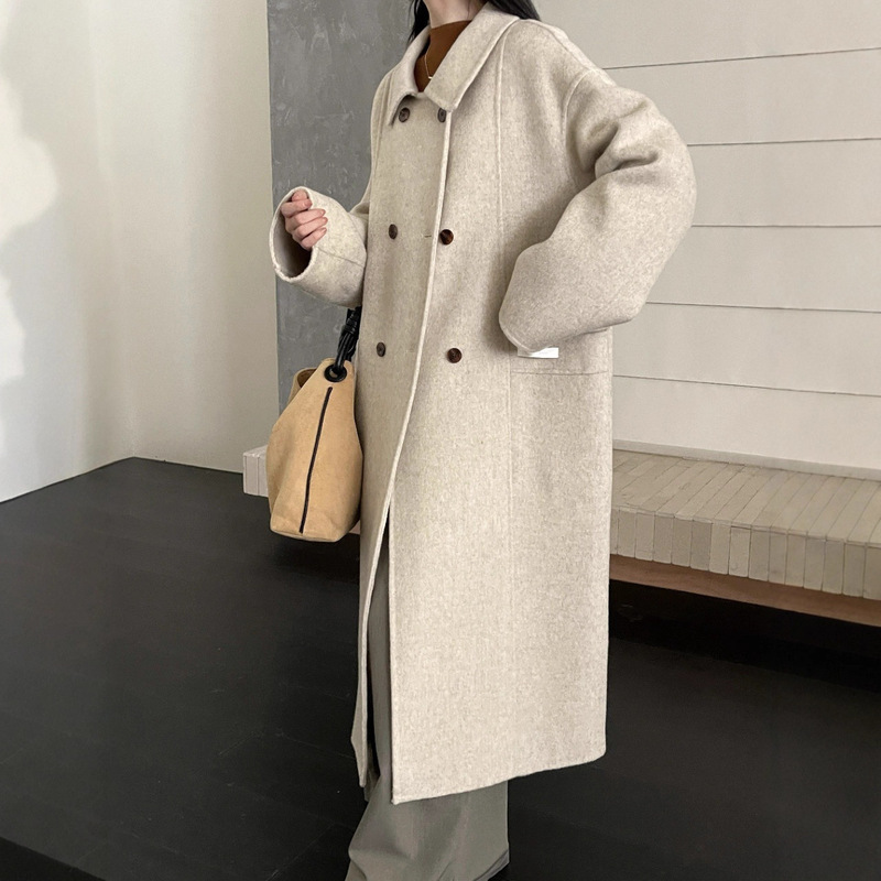 双面羊绒大衣女2025秋冬新款韩版中长款高级感羊毛翻领羊毛呢外套|undefined