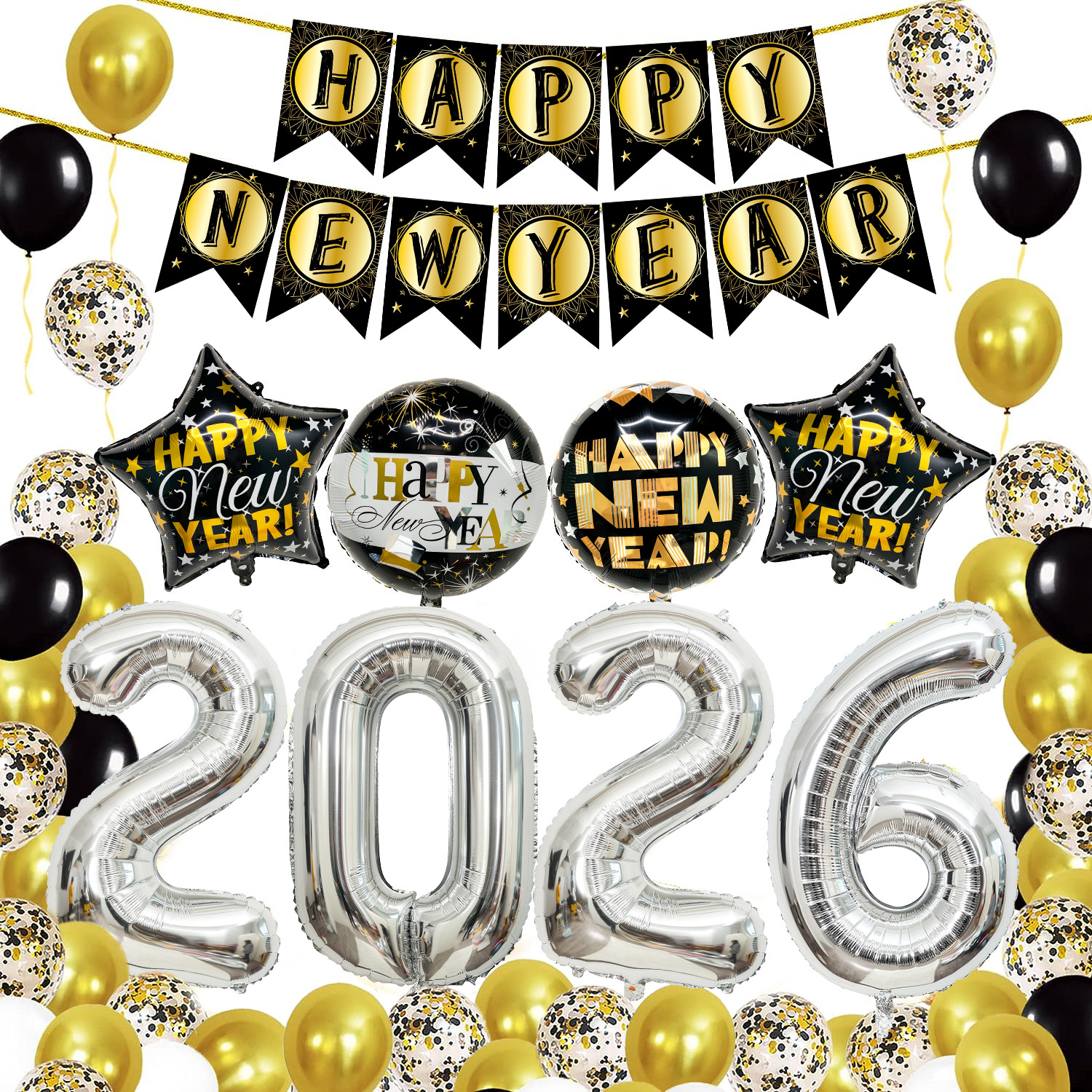 Traje de globo de Año Nuevo Traje de bandera de Año Nuevo Venta al por mayor transfronteriza Combinación digital de 32 pulgadas Globo de fiesta de año nuevo