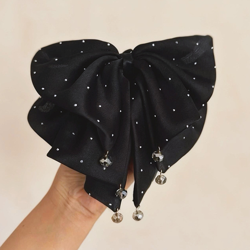 276 черная многослойная заколка для хвоста из бисера