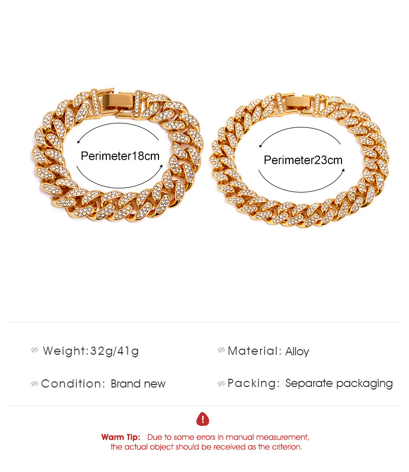 41g Weight Zircon Inlay Material Bracelets Classification Anniversary, Business, Travel Occasion Alloy Material Geometric Pattern Unisex Gender Diamond Design Fashion Style White, Gold Color Fashion Geometric Zircon Alloy Chain & Link Bracelets Wholesale 3