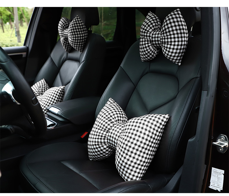 Car Headrest Neck Pillow Fashion Houndstooth Car Headrest Waist Cushion Creative Car Comfortable Neck Pillow Pillow