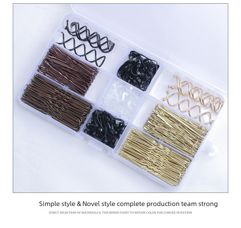 Nouvelle combinaison d'épingles à cheveux en boîte, ensemble de clips noirs en forme de U, ensemble d'épingles à cheveux, boîte entière, coiffure, vente en gros_voghion.com