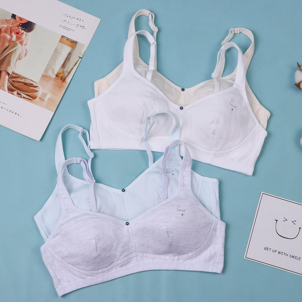 Underwear for students, wireless bra, cotton vest