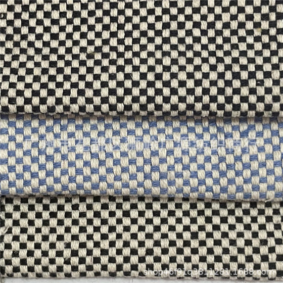 Coarse woven linen color woven cotton and linen two-color small plaid linen woven bag shoe material sofa pillow decoration