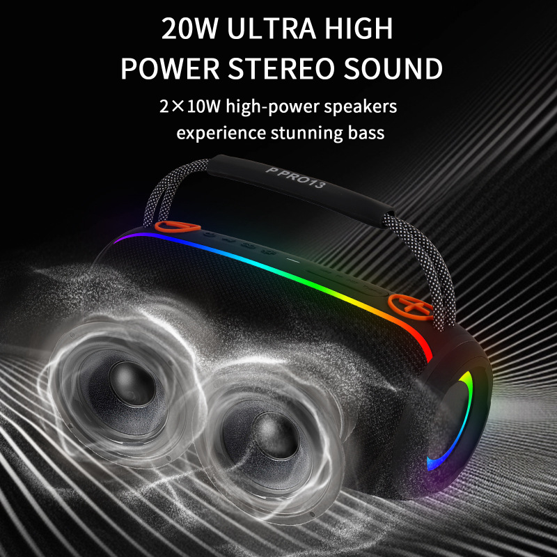外国貿易クロスボーダー P PRO13 Bluetooth スピーカー RGB カラーライト屋外防水屋外ポータブルハンドヘルドハイパワースピーカー|undefined