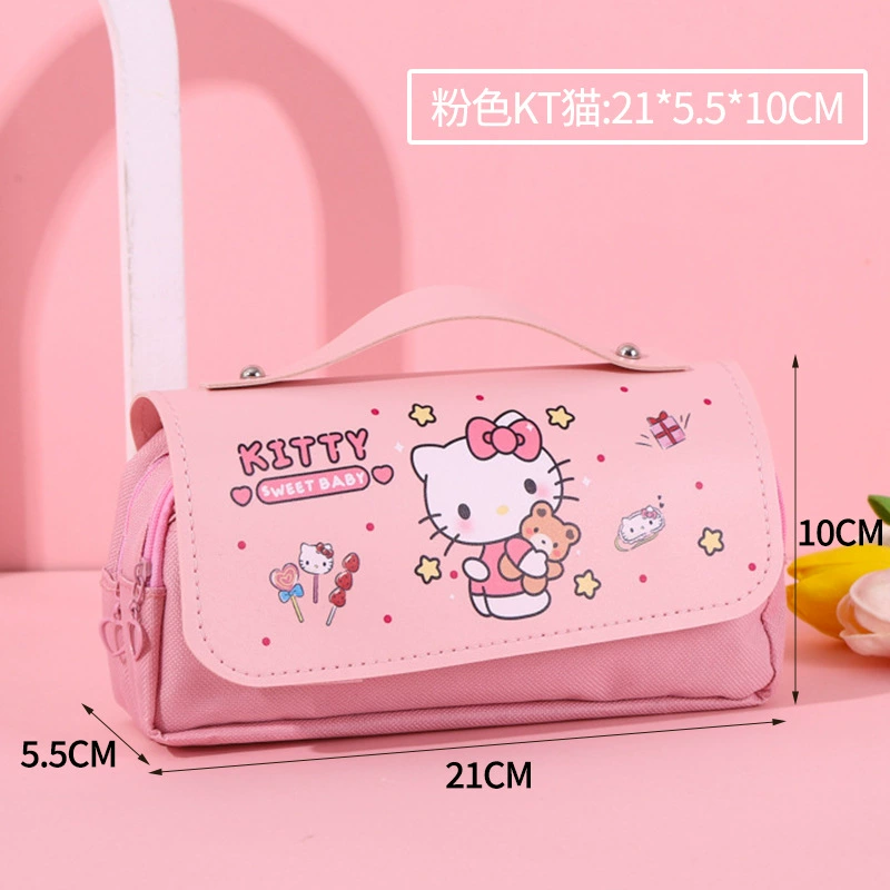 Sanrio, высококачественный вместительный двойной карманный пенал для школьников, антистресс