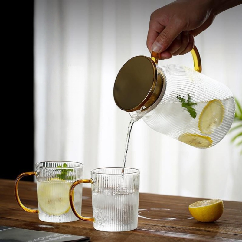 Cubierta de oro vertical con mango casera de bebidas de jugo de gran capacidad vidrio de alto silicio de silicio simple fría hervir hervidor de agua fría image 4
