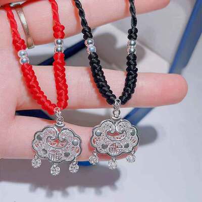 Sterling Silver 999 Longevity lock Hollow children Pendant Child Longevity lock Foot Silver Jewelry Pendant wholesale On behalf of