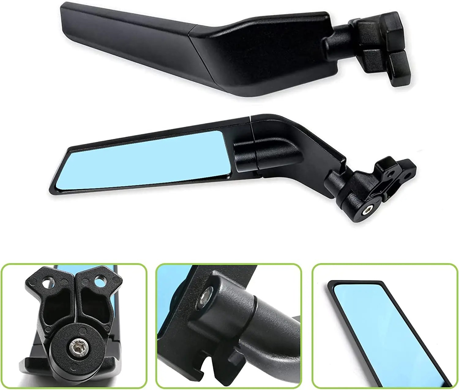 Cross-border modified motorcycle rearview mirror suitable for Kawasaki Suzuki Honda modified sports car fixed wing rotatable