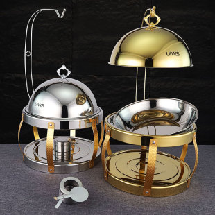 Cross-border Supply Stainless Steel Round Hanging Cover Restaurant Hotel Food Heating Alcohol Stove Commercial Self-service Buffet Stove